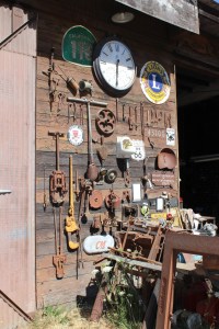 eclectic garage, vintage tools