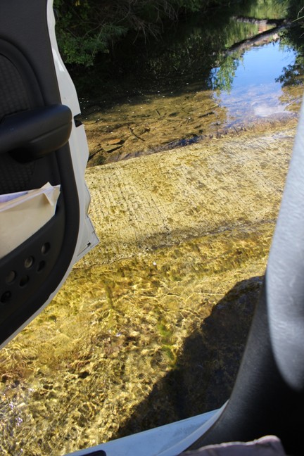 We stopped, and I put my bare foot out of the car door and into about 4 inches of water!