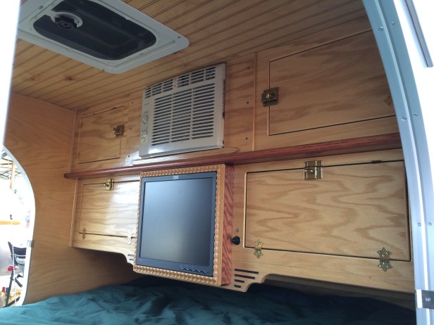 Foot-bed area of our home-built, custom teardrop trailer.